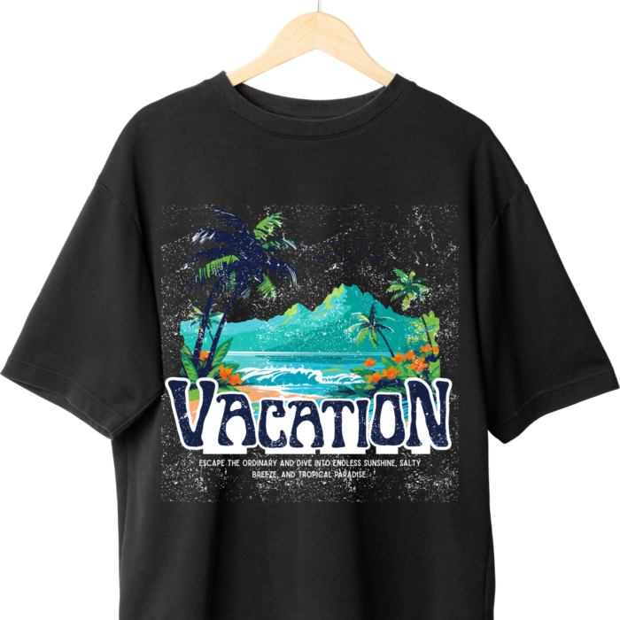 Vacation Graphic Black T-shirt