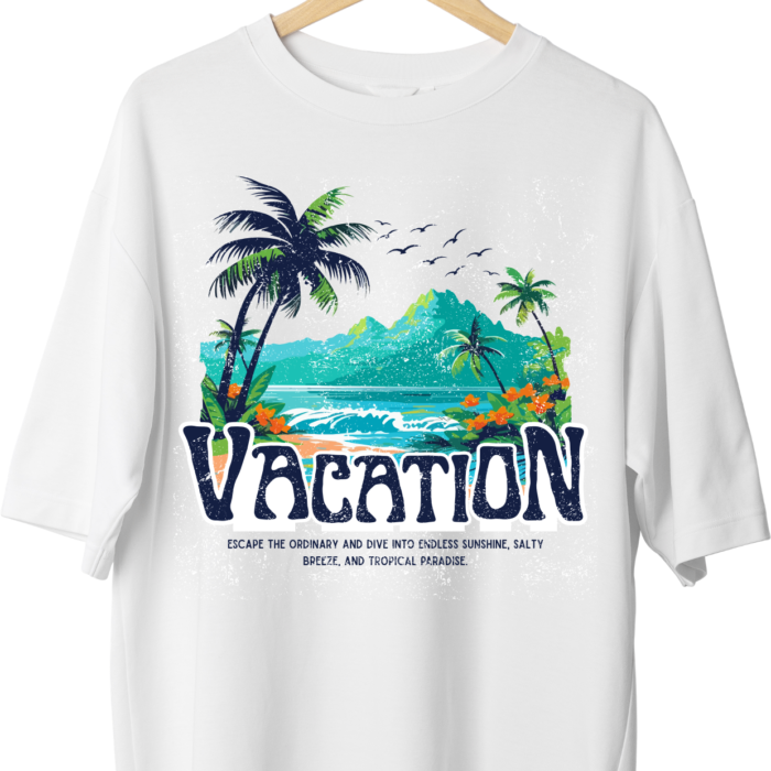 Vacation Printed Graphic White Tshirt