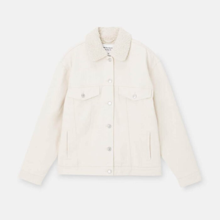 Oversized denim jacket with faux shearling